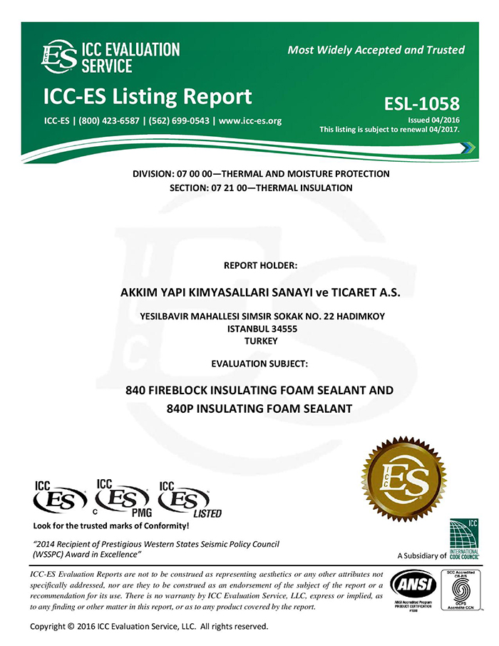 ESL 1058 Listing Report